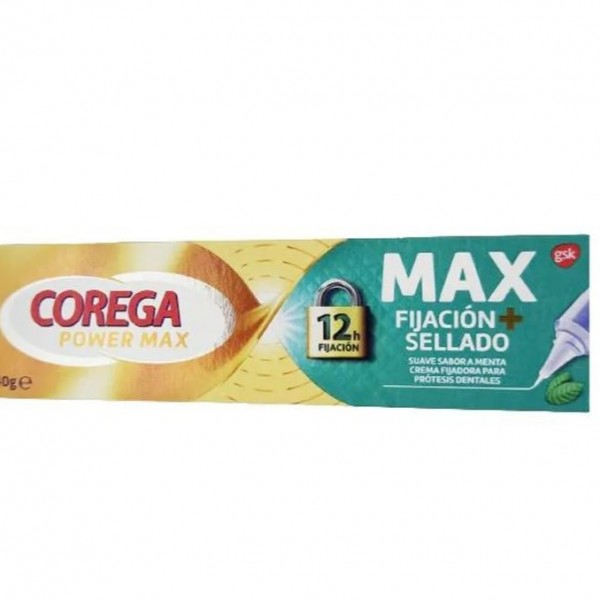 Corega Power Max Fijacion Sellado 40 g Sabor Men