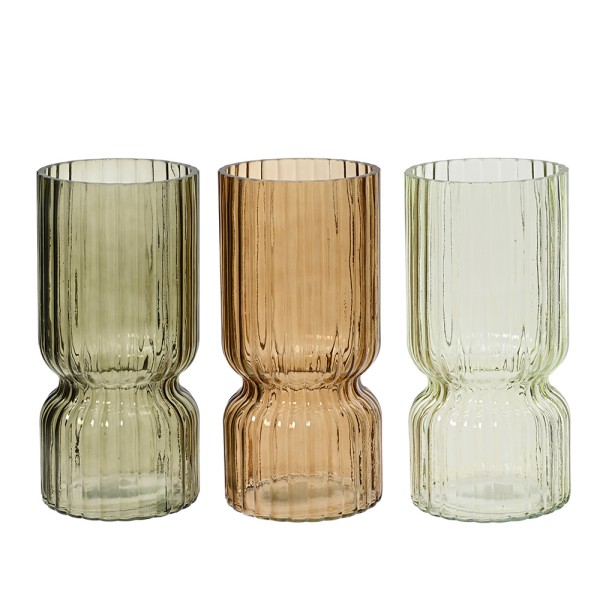 Jarrón de cristal tubular ondulado, ø11 x 23 cm, colores surtidos